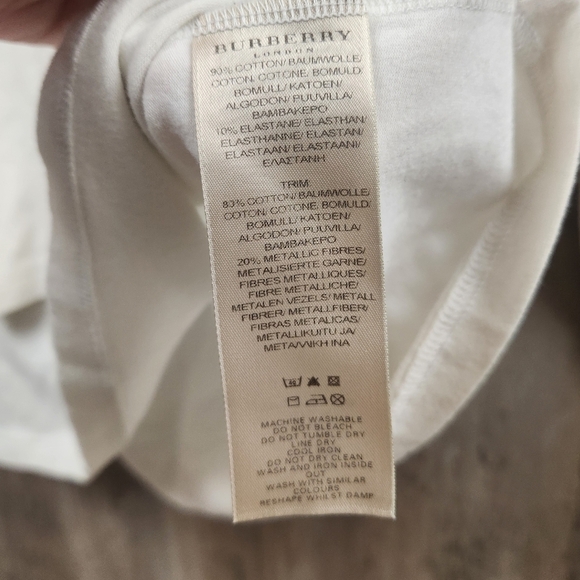 Burberry London 3/4 Sleeve Cotton Blend Striped Shoulder Basic T-Shirt Size M - Picture 7 of 7
